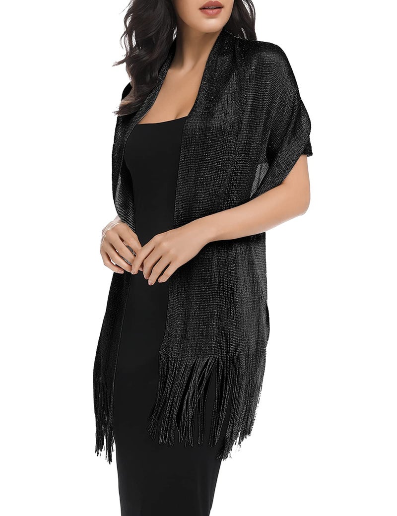 BANETTETA Black Shawls and Wraps for Evening Dresses - Women's Formal Shawl Wrap - Image 3